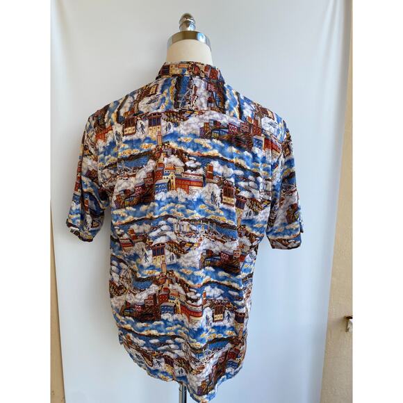 Reyn Spooner Guy Buffet Trolley Painting Shirt Men’s Size XL Egyptian Cotton - Picture 5 of 7